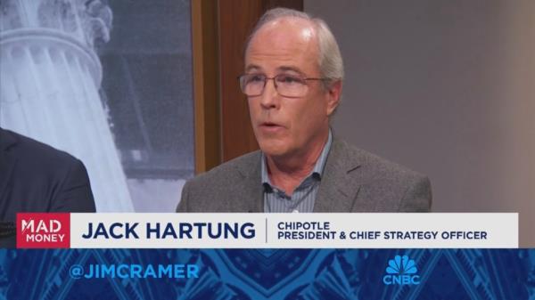Chipotle CSO Jack Hartung speaking during CNBC interview on Oct. 1, 2024.